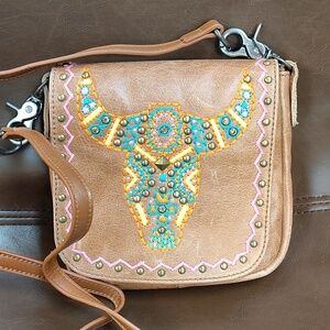 Montana West Bull Head Rodeo Brown Crossbody Bag NWT Western